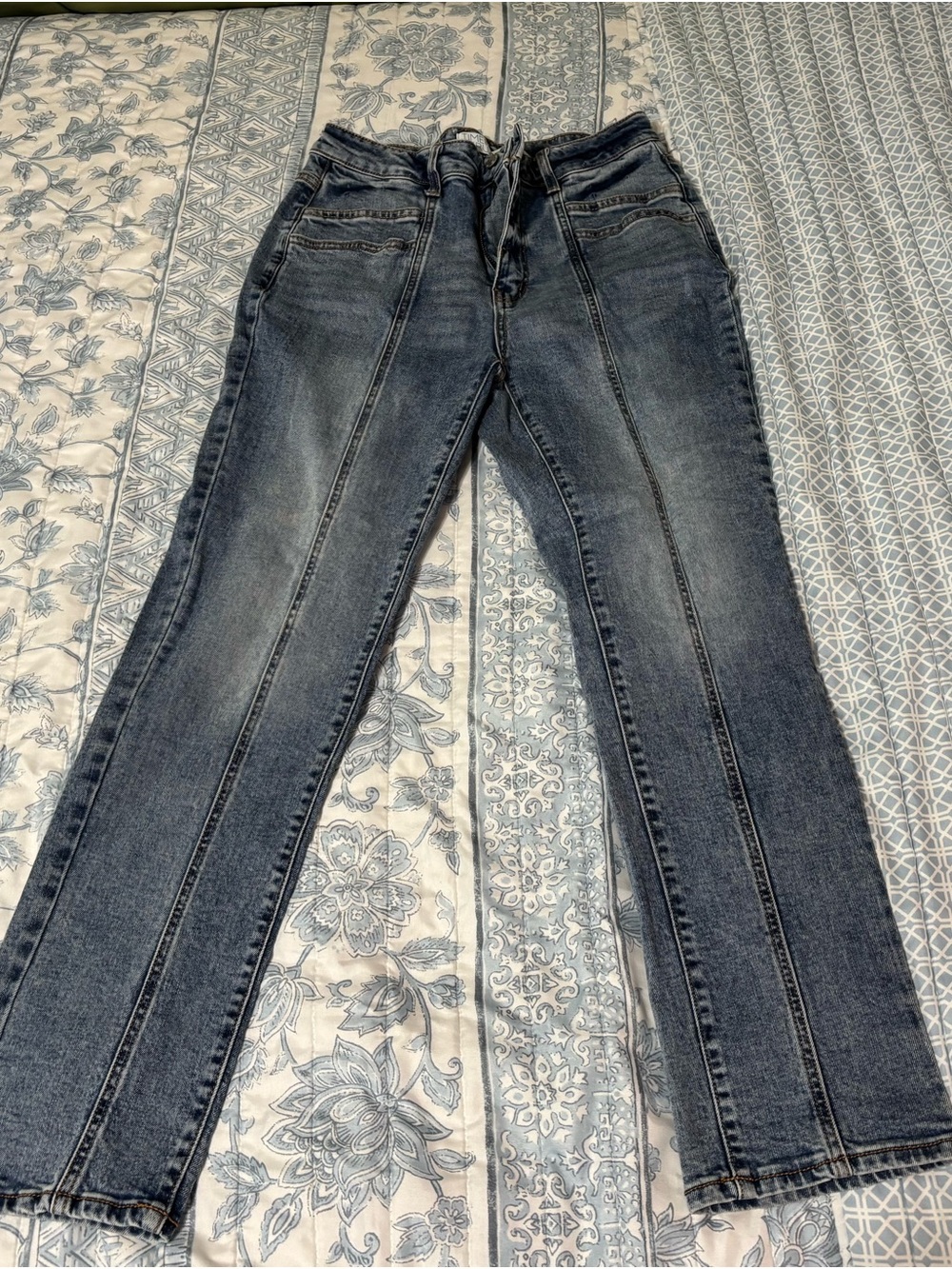 Time and Tru Dark Wash Straight Leg Jeans with Front Seams